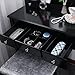 BEWISHOME Vanity Table Set with Mirror & Cushioned Stool Dressing Table Vanity Makeup Table 5 Drawers 2 Dividers Movable Organizers Black FST01H