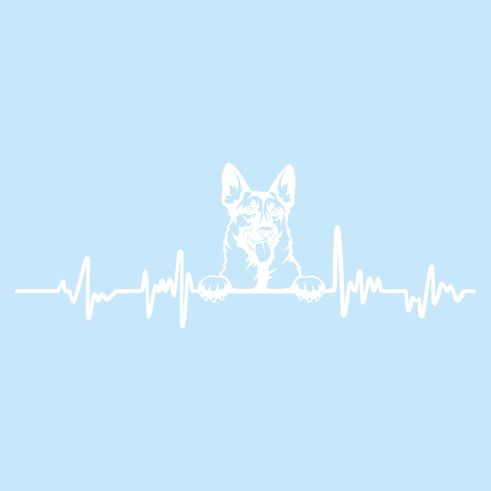 Finest Folia Decorative Sticker for Car, Fridge, Laptop, Heartbeat Animals, Width 27 cm, Glossy White, 04 German Shepherd