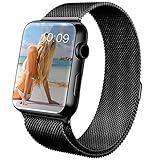 Covery® Apple Watch Band Milanese Loop Magnetic Closure Stainless Steel Mesh Bracelet Strap Replacement Band for Apple Watch (42mm/Black)