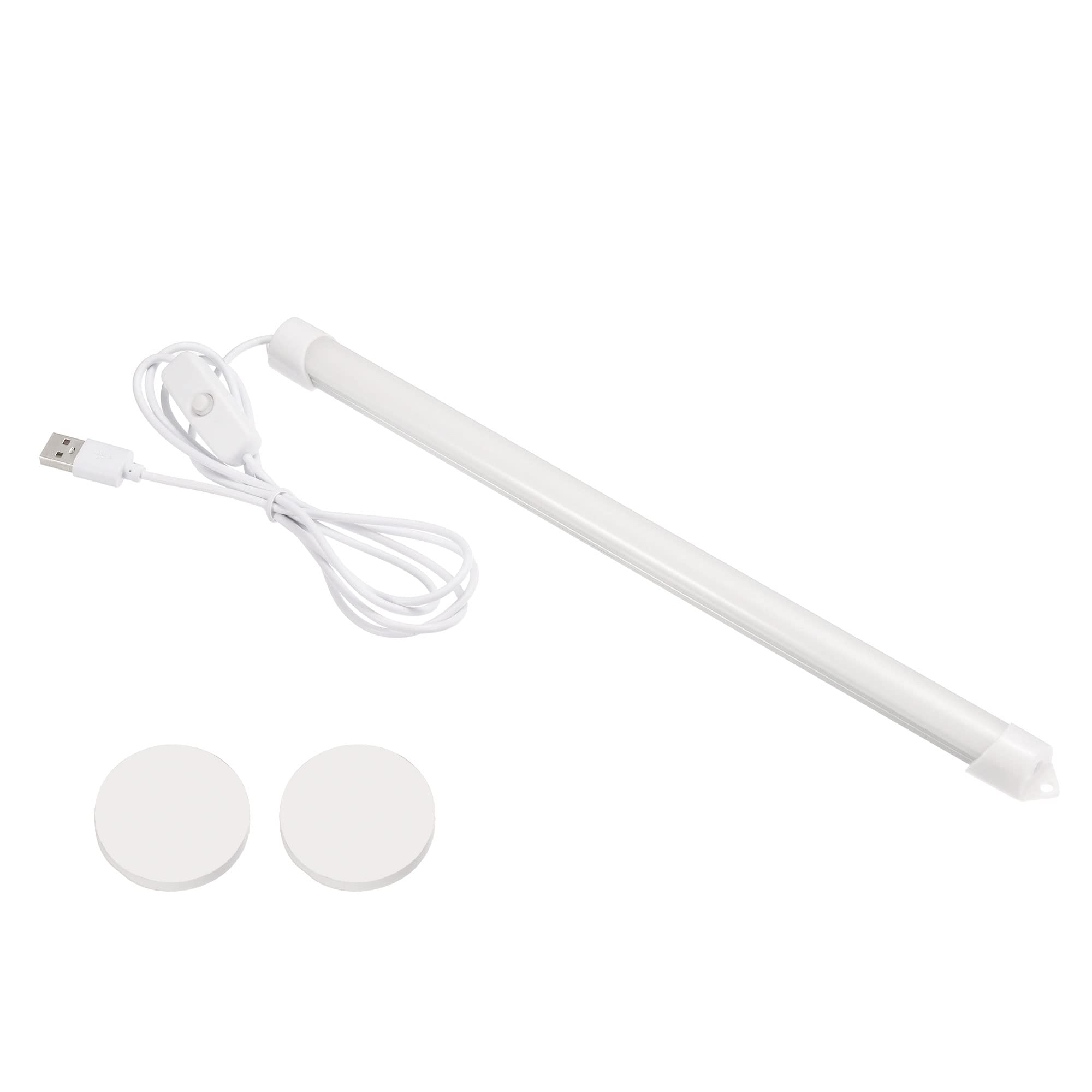 PATIKIL Under Cabinet Light, 12 Inch USB Desk Reading Strip LED Lighting Bar Stick on Lamp for Kitchen Closet, White