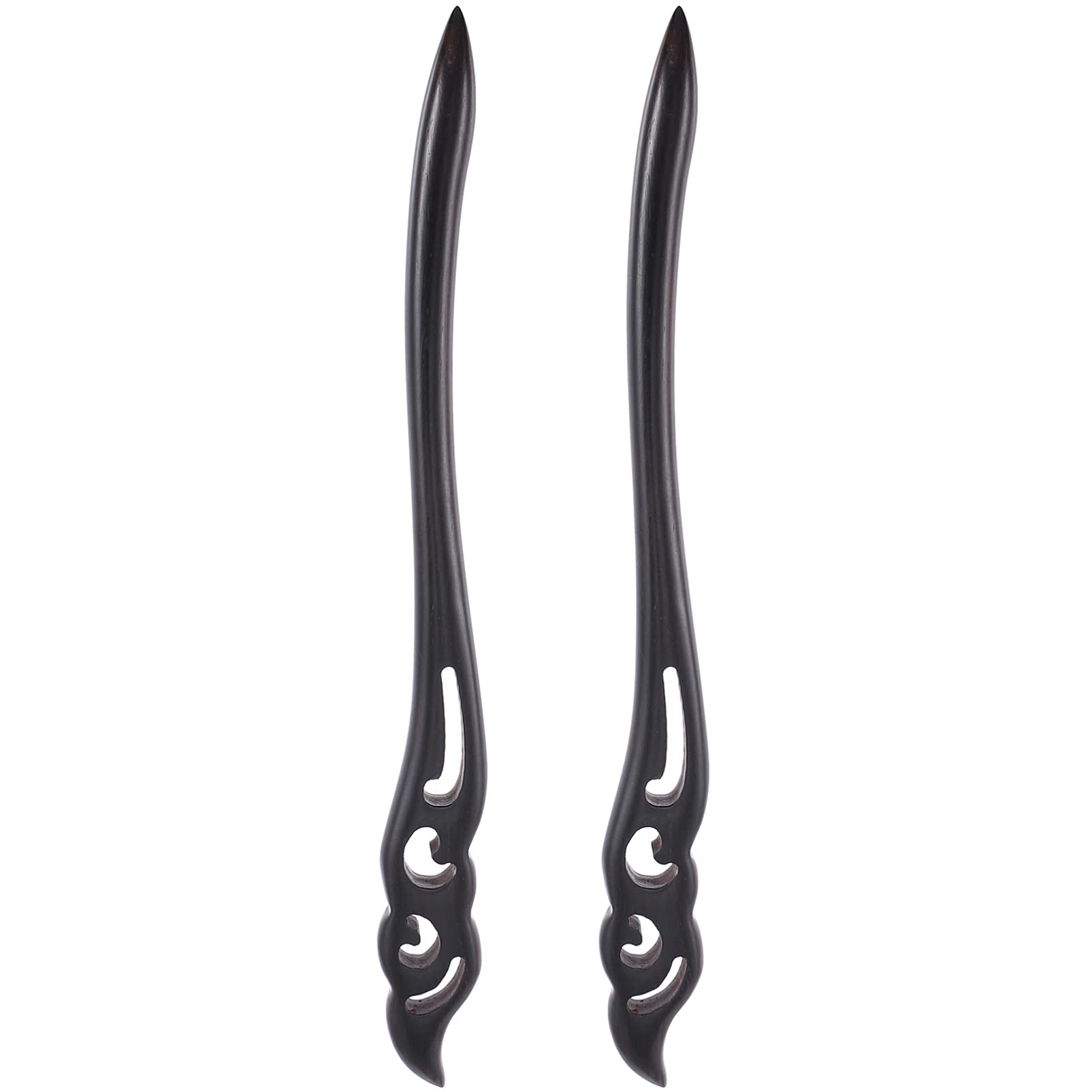 Minkissy 2pcs Wood Hair Sticks Ebony Chinese Japanese Hair Chopsticks Vintage Hair Clips Retro Hair Accessories for Buns Thick Thin Hair Women Girls Black