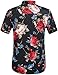SSLR Men's Rose Printed Slim Fit Button Down Short Sleeve Casual Shirt (Medium, Black)