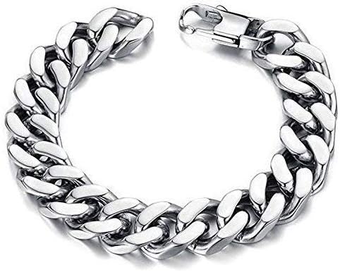 Gyrate Stylish Luxury Jewels Stainless Steel Silver Link Chain Bracelets for Men (Large Ring)