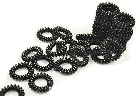 30PCS True Black Plastic Hair Ties,Spiral Hair Ties, Hair Band, Ponytail Holder