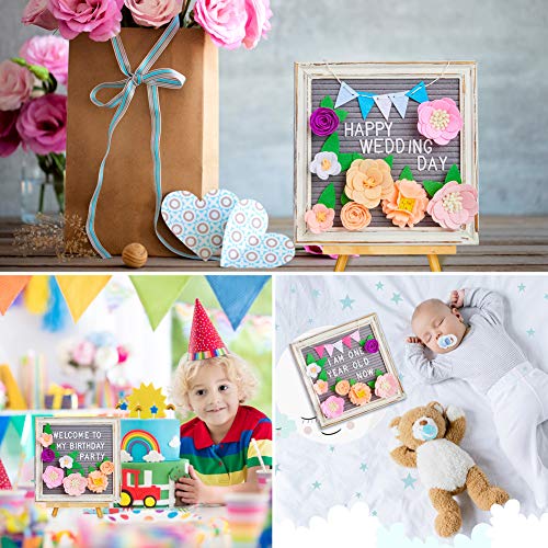 Beinou Felt Flowers for Letter Boards 9 Pack Message Board Decor Flowers with Flags Set DIY Accessories for Party Wedding Home
