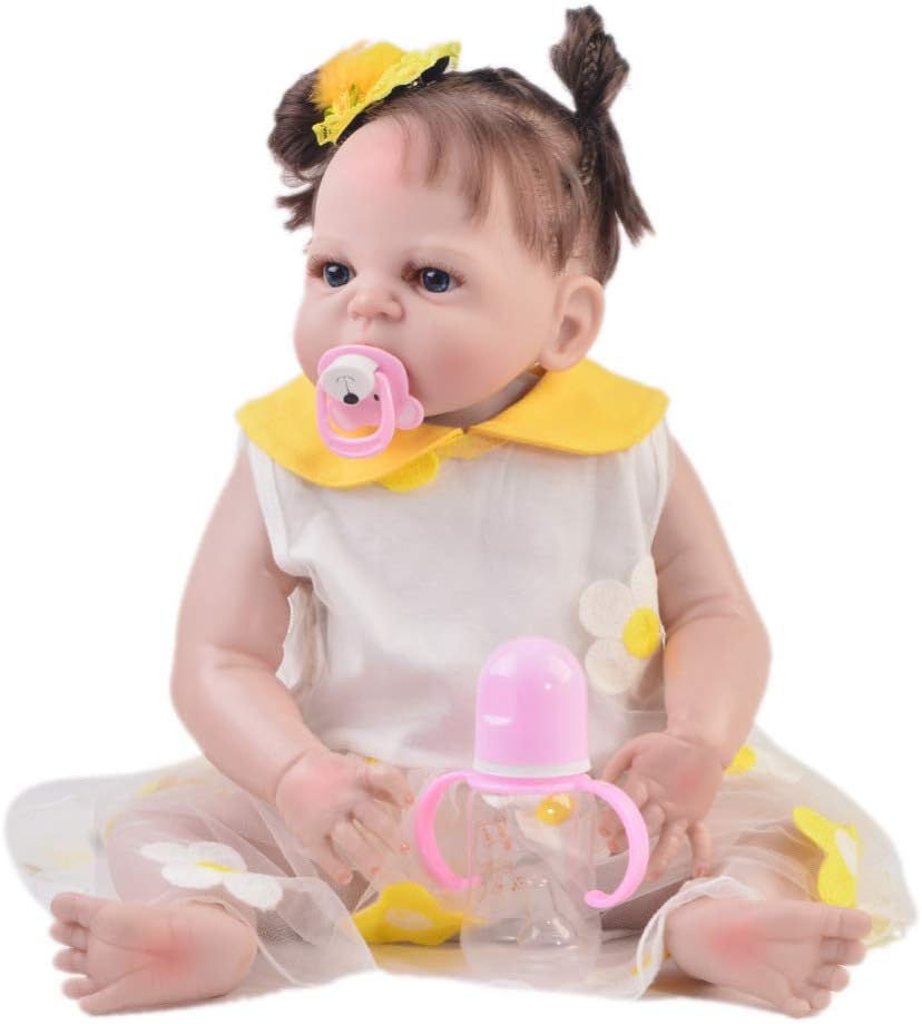 Prezzo ZBYY Realistica Vinile Siliconico Reborn Bambino Bambola Magnetica Bocca Giocattolo Ragazza 22Pollici 57Centimetri Offerte