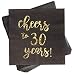 50-Pack Cocktail Napkins - Disposable Paper Party Napkins with Cheers to 30 Years! Printed in Gold Foil, Perfect for Birthday and Anniversary Celebrations, 5 x 5 inches Folded, Black primary