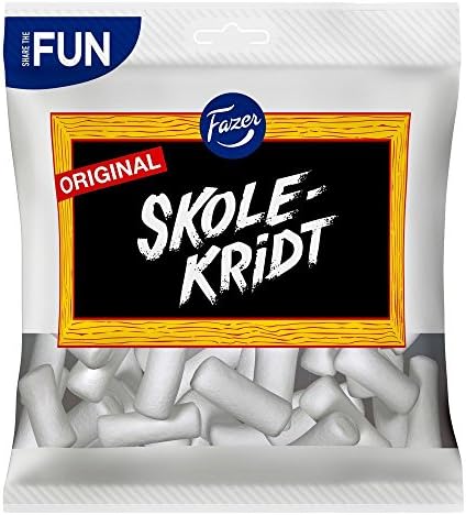 Fazer Skolekridt - School Chalk - Original - Finnish - Licorice - Salmiak - Salmiakki - Torpedoes - Dragees - Candies - Sweets - Party Bag - 280g