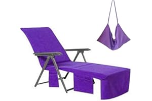 VOCOOL Beach Chair Cover Lounge Chair Cover Microfiber Soft Pool Lounge Chair Cover with Pockets Beach Chair Towel for Summer Holidays Sunbathing Garden Patio Sun Lounger, 85 x 30 inch, Purple