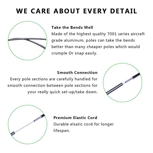 Weanas Tent Poles Replacement, Aluminum Rod Tent Pole Multifunction Lightweight Tent Pole Repair Kit, 7001 Series Aluminum Heated