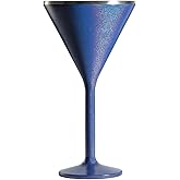 NEWPORT Stemware Collection Premium Vacuum Insulated Stainless Steel Martini Glasses, Lightweight Margarita Glasses, Unbreakable & Drinks Stay Cold, Non-Slip Silicon Base, Cocktail Glasses, 8oz, Blue