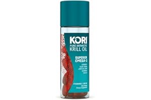Kori Krill Oil Omega 3 Supplement, Antarctic Krill Oil with Superior Absorption vs Fish Oil, 1200mg Softgels, 30 Softgels, EPA & DHA