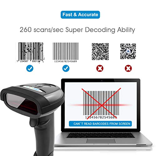 NETUM Wireless Barcode Scanner 2.4GHz Handheld Cordless Bar-Code Reader USB Rechargeable Wireless/Wired for Laptop Computer POS System NT-1698W