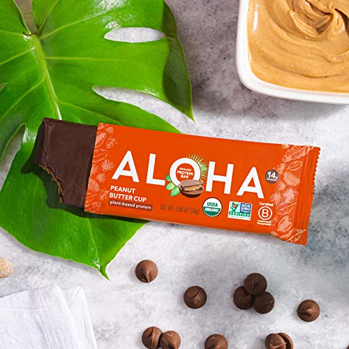 ALOHA Organic Plant Based Protein Bars Peanut Butter Cup Bar 12