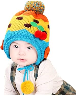 Baby Boy Girl Cherry Velvet Knit Winter Hat