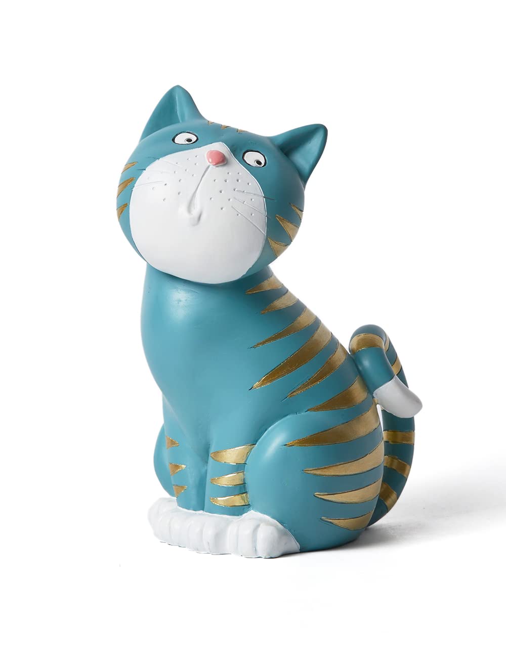 SEINHIJO Cat Figurine Sculpture Animal Statue Gifts Modern Decor Arts Home Ornament Table Centerpiece Crafts Polyresin Blue 17cm
