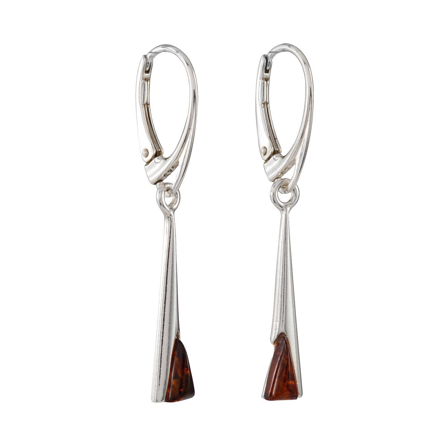 Sterling Silver and Baltic Amber French Leverback Sabina Earrings