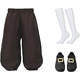 ANDHOM Boys Colonial Costume Set Knicker Pants Shoe Buckles White Socks Accessories for Colonial Style Boys Knicker Pants