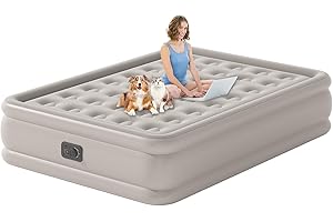 HikerSKY Full Size Air Mattress with Built in Pump, Air Bed with Portable Storage Bag, 18'' Blow up Mattress Suitable for Home and Guests, Top Flocking, 18" Full Yellowish Brown