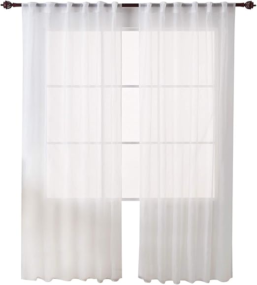 Amazon Com Deconovo White Sheer Curtains 84 Inch Length Back