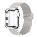 GBPOOT Compatible for Apple Watch Band 44mm with Screen Protector Case,Soft Nylon Sport Loop Replacement Wristband with Protective Case Compatible for Apple Watch Iwatch Series 4-Summit White