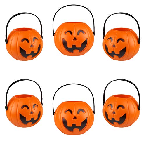 Kesoto Halloween Mini Pumpkin Candy Bucket Portable Pumpkin Bucket Children Trick or Treat Bags for Party Favors 8.5 x 5.5 x 6.5cm 6pcs, Orange