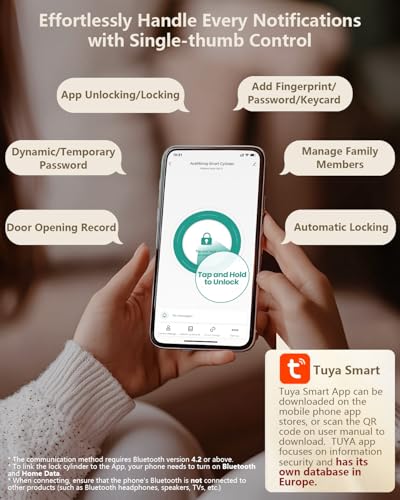 60mm-90mm Adjustable Smart Lock with Independent European Database, Electric Lock with Fingerprint, Password, Application, Key, Key Card