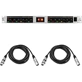 Behringer Ultragain Pro MIC2200 V2 2-Ch Audiophile Mic/Line Preamp,2x Cable | Includes 2 XLR cables and user manual for tube preamplification, line-level signals and rack mounting