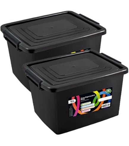 Kit 4 Caixas Organizadoras 56 Litros C/ Tampa e Trava Multiuso