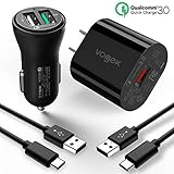 Fast Charger Kit for Samsung S8, Powerful Quick Charge 3.0 Charger Kit, Car Charger+Wall Charger+Type-C Cable Compatible with Samsung Galaxy S9/S9 Plus/Note 8/S8/S8 Plus, LG