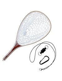 NetAngler   Red de pesca con mosca y marco de madera con malla de goma suave para pesca de trucha