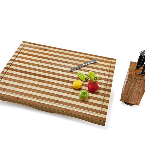 Prosumer’s Choice Bamboo Stovetop Cover and Countertop Cutting Board w/ Adjustable Legs – Large
