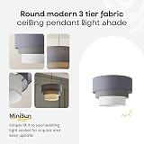 MiniSun Round Modern 3 Tier Pink Grey Fabric Ceiling Pendant Light Shade 30cm view 2