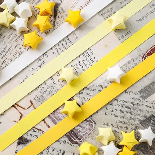 VGOODALL 1080 Stück Origami Sterne Papier, Papierstreifen Origamipapier für Basteln DIY Dekoration Geschenk Gelb