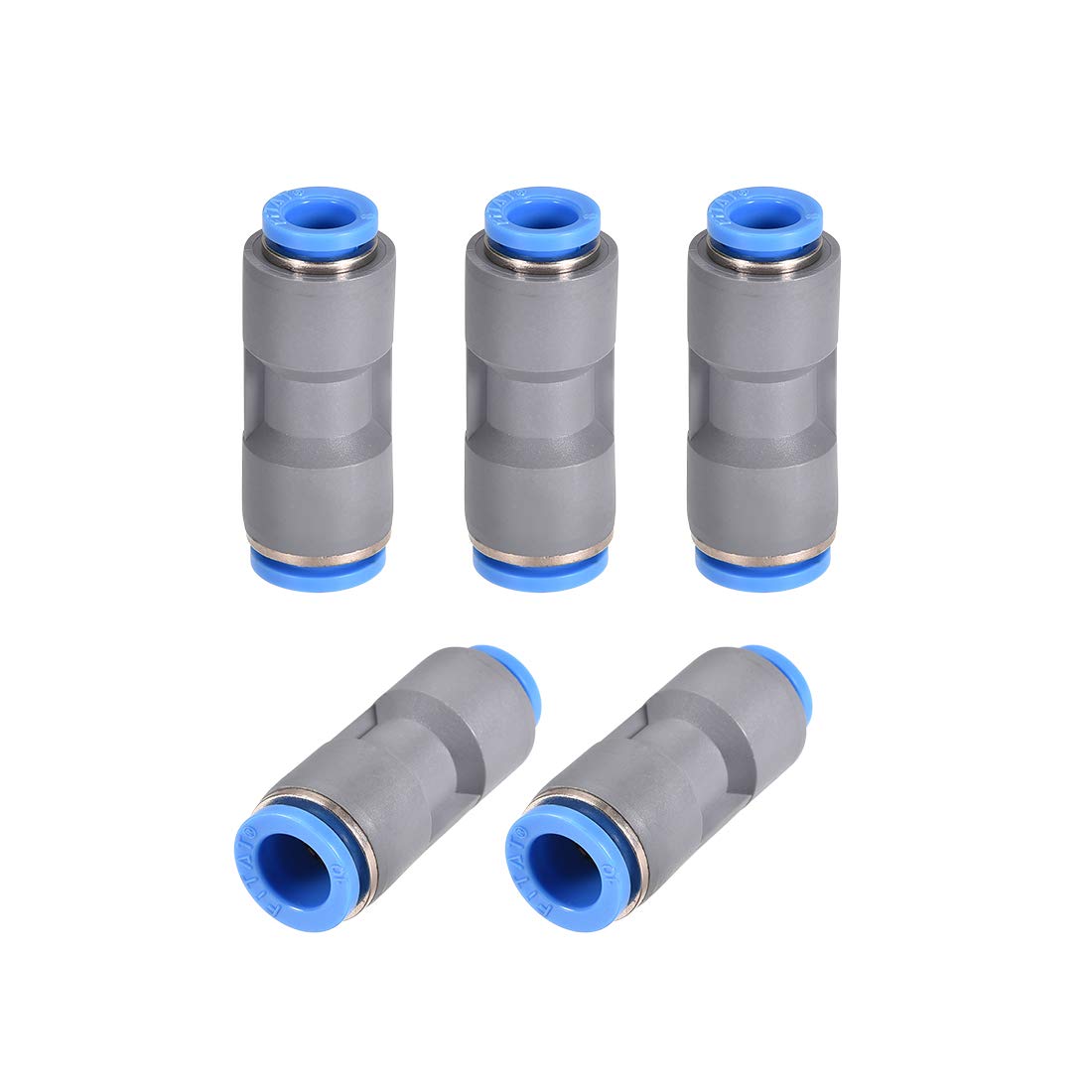 sourcing map Straight Push to Connector Reducer Fitting 10mm to 8mm Quick Release Pneumatic Connector Plastic Union Pipe Tube Fitting Grey 5Pcs