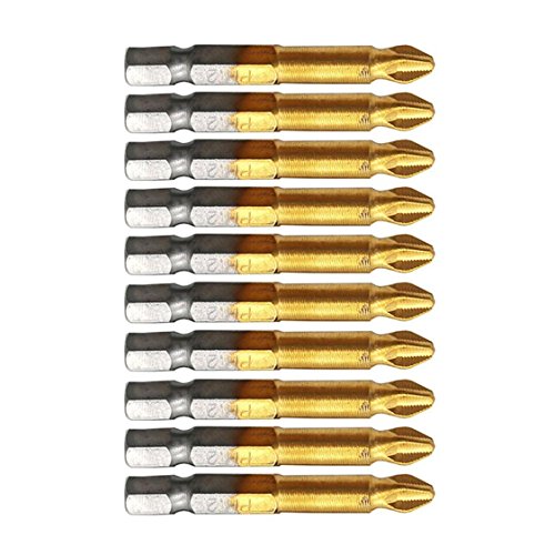 5 Pcs Anti Slip Electric Screwdriver Bits,TIFENNY 50mm Length Single Side Magnetic Hex Shank PH2 (B)