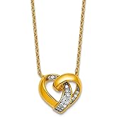 JewelryWeb 12mm 925 Sterling Silver Rhodium Plated Gold-tone Cubic Zirconia Love Knot Heart Necklace 18 Inch Pendant Necklace for Women