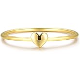 BLOSSOM & HUE Minimalist Ring for Women Teens & Girls [18K Gold Plated on .925 Sterling Silver] - Dainty Love/Heart Band [Hypoallergenic]