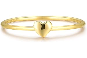 BLOSSOM & HUE Minimalist Ring for Women Teens & Girls [18K Gold Plated on .925 Sterling Silver] - Dainty Love/Heart Band [Hypoallergenic]
