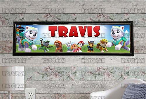 Customized Name Painting Paw Patrol #2 Poster With Your Name On It Personalized Banner With Hard Frame