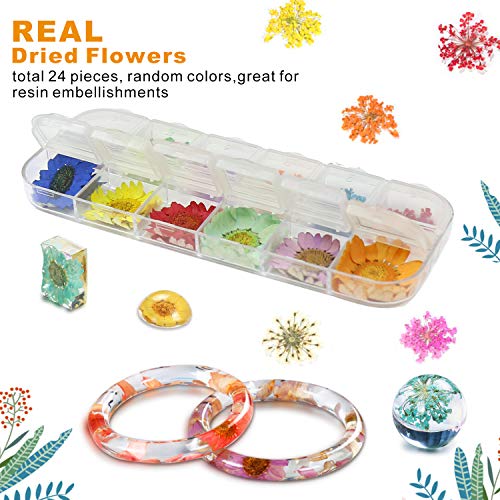LET'S RESIN Resin Jewelry Making Supplies Kit,50 Pack Art Craft Supplies for Resin, Slime, Nail Art, DIY Craft, Including Glitter,Mylar Flakes,Dry Flowers, Beads,Wheel Gears,Foil,Glass Stone etc