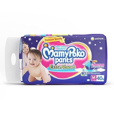 MamyPoko Pants (Blue, Medium)- Set of 40 Pieces