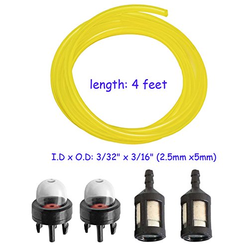 HIFROM 188-512 Snap In Primer Bulb With ZF-1 Fuel Filter 4 Feet Fuel Line Hose For Homelite McCulloch Tecumseh Poulan Chainsaw String Trimmer
