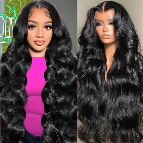 34 Inch 13x6 HD Lace Front Wigs Human Hair Body Wave Lace Front Wigs Human Hair Pre Plucked 200 Density Transparent Lace Frontal Wigs Human Hair Lace Front Wigs Baby Hair Human Hair Wig for Women