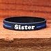 SayitBands Sister Thin Blue Line Silicone Wristband Bracelets Police Officers Patrol Awareness Support