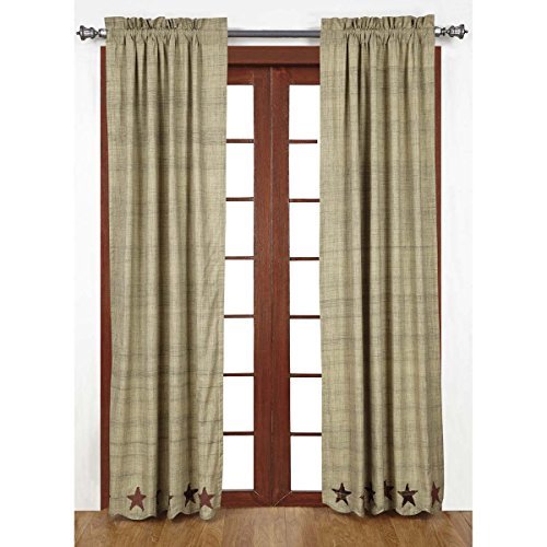 Curtain Set of 2 Window Treatment 84 inches Khaki Black with Tiebacks 0.2 x 72 x 84 inches