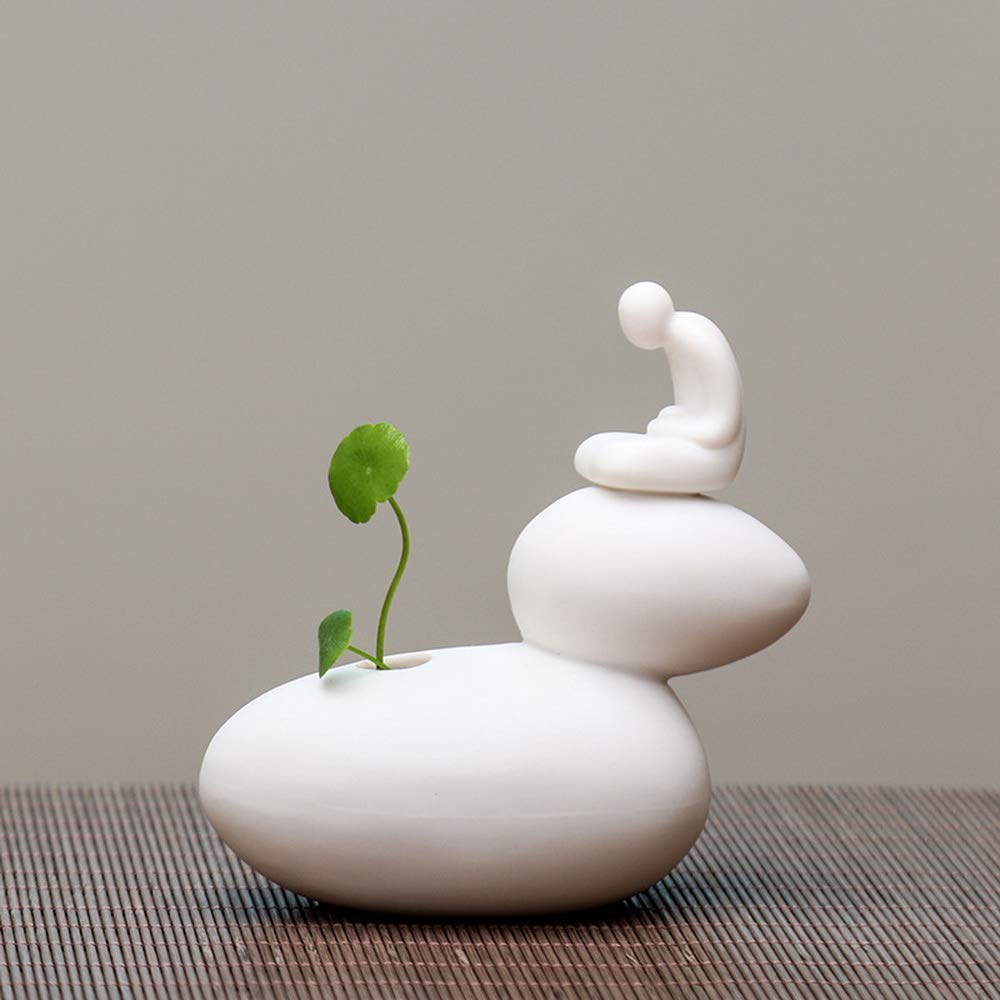 Creative Simple Ceramic no Phase Buddha Figure Monk hydroponic Flower Arrangement Device Home Office Desktop Small Ornaments (02)