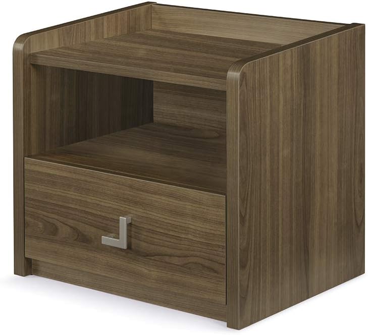 Amazon Com Sunon Walnut Night Stand Wooden Open Storage Shelf Bedside Nightstand With Drawer Furniture Decor