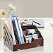 All-in-One Brown Wood Desktop Office Supplies Organizer / Magazine & Document Folder Rack - MyGift®