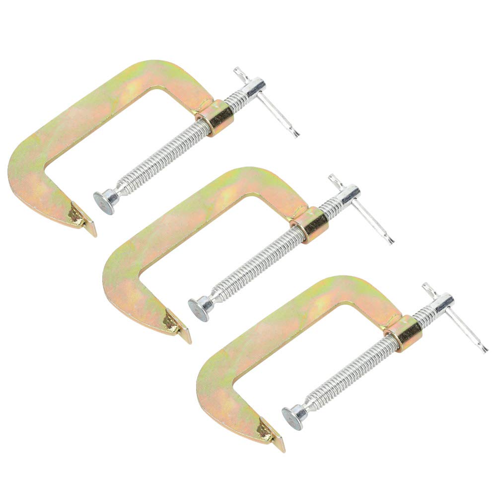Majatou 3pcs Heavy Duty C Clamp Easy G Clamp Welding Fixture Carbon Steel for Carpenter (2 in)